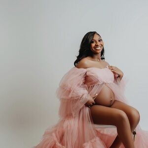 Tulle flow soft pink Maternity dress